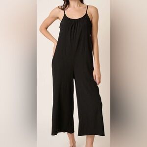 mittoshop Black Wide-Leg Spaghetti Strap Jumpsuit